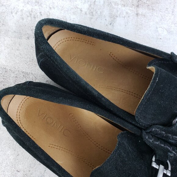 VIONIC Mens Mason Loafer Shoes Black Suede Horsebit Moccasins size 11.5 Comfort - Picture 6 of 10